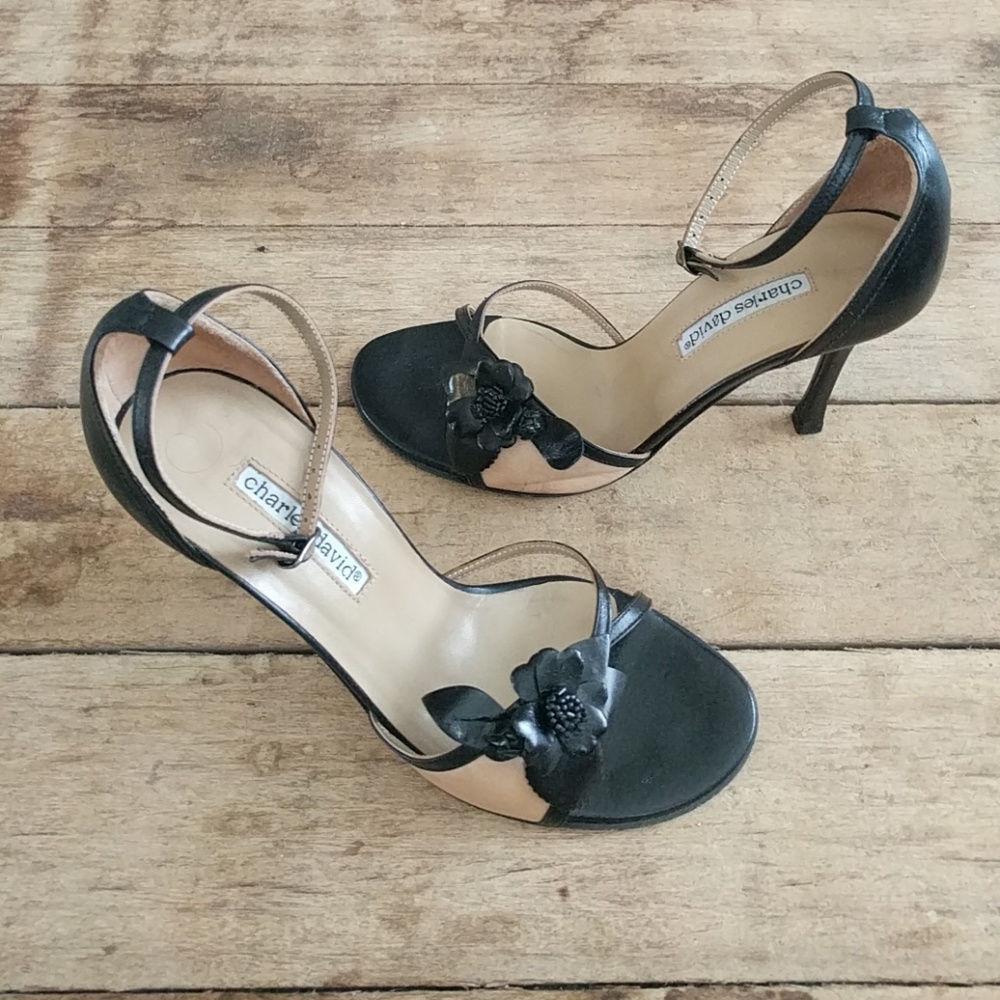 Black & camel dressy high heel sandals